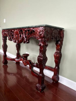 Carved Console Table w/ Genuine Marble Top