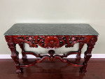 Carved Console Table w/ Genuine Marble Top
