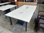 7 1/2' Conference Table in White Laminate Finish w/ Black Metal Legs