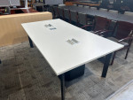 7 1/2' Conference Table in White Laminate Finish w/ Black Metal Legs