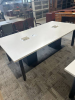 7 1/2' Conference Table in White Laminate Finish w/ Black Metal Legs