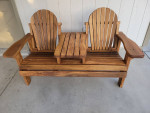 Wood bench with table
