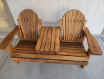 Wood bench with table