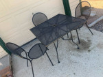 Wrought Iron / Steel Black Patio Set Table and 3 Chairs