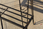 Narrow wood and metal plant stand hallway couch accent table