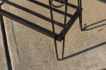 Narrow wood and metal plant stand hallway couch accent table