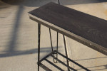 Narrow wood and metal plant stand hallway couch accent table