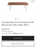 Arne Jacobsen for Fritz Hansen Rosewood Coffee Table 1960s