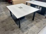 5'x4' Conference Table in White Laminate Finish w/ Black Metal Legs