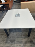5'x4' Conference Table in White Laminate Finish w/ Black Metal Legs