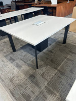 5'x4' Conference Table in White Laminate Finish w/ Black Metal Legs