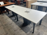 10' Conference Table in White Laminate Finish w/ Black Metal Legs