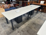 10' Conference Table in White Laminate Finish w/ Black Metal Legs
