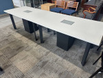 10' Conference Table in White Laminate Finish w/ Black Metal Legs
