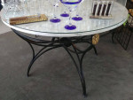 WROUGHT IRON MARBLE GLASS TABLE SET FOR SALE