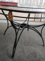 WROUGHT IRON MARBLE GLASS TABLE SET FOR SALE