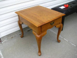 Broyhill Solid Oak END Table with One drawer and with Bottom Shelf