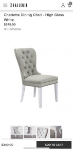 Z Gallerie Exclusive 4 Charlotte Dining Chairs - Option 60” Dining Table