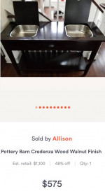 Pottery Barn Solid Wood Credenza Console Table Walnut Finish