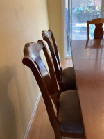 Cherry finished dining room table and 6 chairs