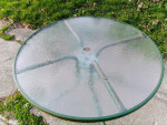 Large Patio Dining Table with Glass Top - Sturdy!