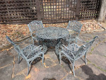metal patio table and chairs, can deliver