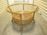 Beautiful Bamboo Round Glass Top Cocktail Table