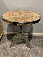 REDUCED Industrial Modern Round Side or End Table - Adjustable Height