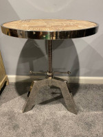 REDUCED Industrial Modern Round Side or End Table - Adjustable Height