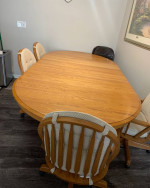 Oak Table & Swivel Chairs