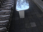 70's Post modern mirror top console / sofa table A156