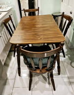 Kitchen table 4 oak wood chair set dining set dinner leaf compact