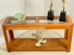 Glass Top Wooden Coffee & Sofa Table Set