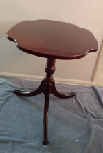 3 Legged Mahogany-Finish Rolling Side Table