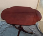 3 Legged Mahogany-Finish Rolling Side Table
