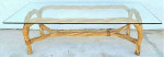 Modern Coastal Twisted Braided Bentwood & Rattan Glass Coffee Table