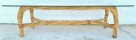 Modern Coastal Twisted Braided Bentwood & Rattan Glass Coffee Table