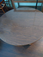 round table with solid wood base