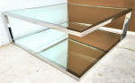 Italian MCM Chrome Glass & Mirror Floating Top Coffee Table
