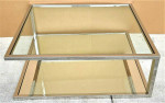 Italian MCM Chrome Glass & Mirror Floating Top Coffee Table