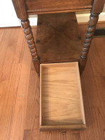 All Wood Rectangular Side Table with beveled glass top and drawer