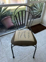 -43" Round faux stone table with 4 metal chairs-Naples