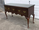 Beautiful Console Table with Drawers and Glass Top (Cherry?)