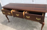 Beautiful Console Table with Drawers and Glass Top (Cherry?)