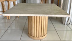 REDUCED: 42" Square Travertine Stone Top Dining Table-Naples