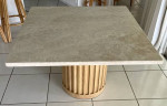 REDUCED: 42" Square Travertine Stone Top Dining Table-Naples