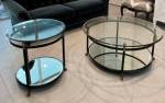 Glass & mirror metal coffee table-Naples