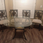 Glass Stone and metal Table & 4 chairs