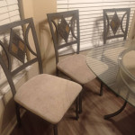 Glass Stone and metal Table & 4 chairs