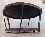 Rustic Pine Wood and Iron Round 40” Coffee Table LIKE NEW